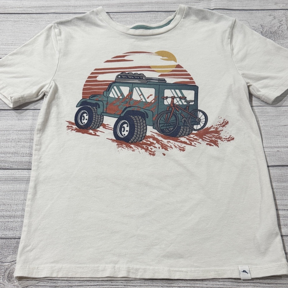 Tommy Bahama Boys Cream Tee with Jeep Graphic